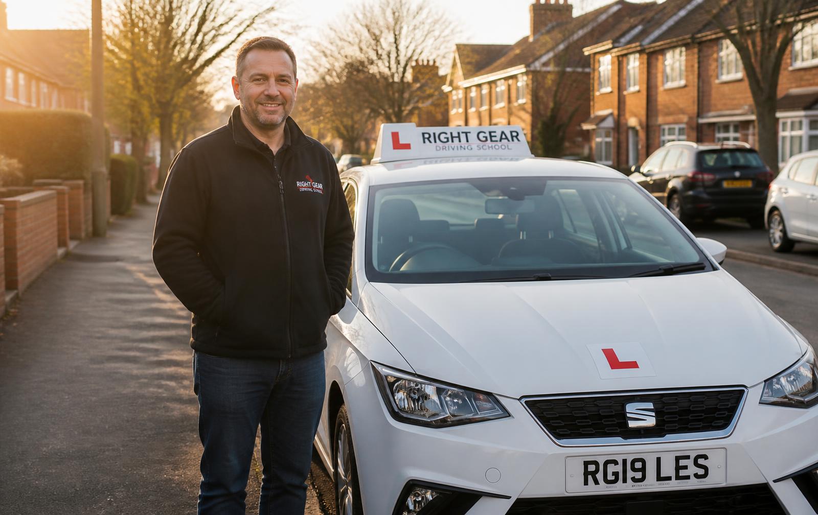 IntensivDrive instructor beside a dual-control learner car